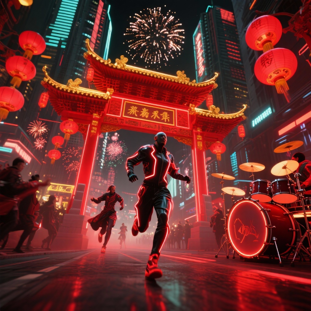 赛博新岁奔前程 - AI音乐作品封面