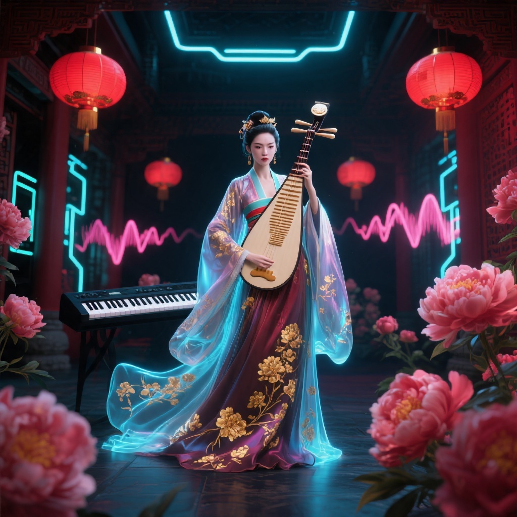 牡丹 · 电子赛博 - AI音乐作品封面